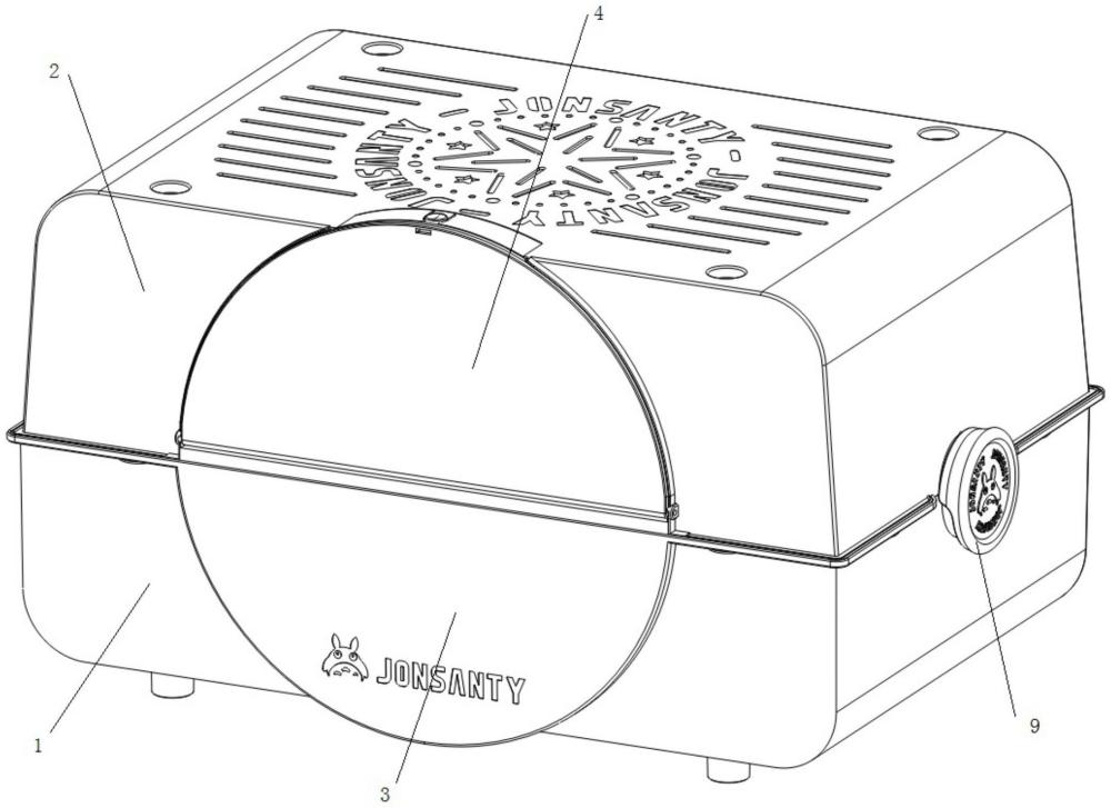 圆形旋转卡扣结构的宠物箱的制作方法